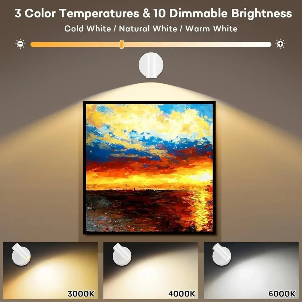 Lightess Spotlights Indoor with Remote, 6000mAh Wireless, 3 Color Temperature